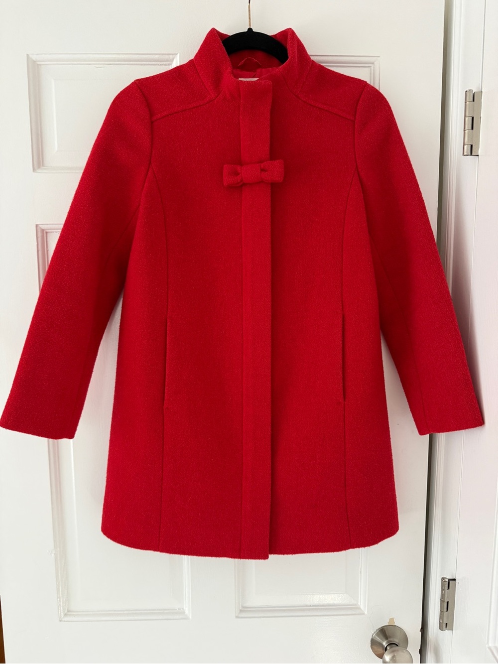 Crewcuts Red Bow-Accent Wool Pea Coat